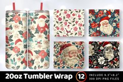 Retro Santa Floral Christmas Tumbler Wrap, 20oz Skinny Tumbl Product Image 1