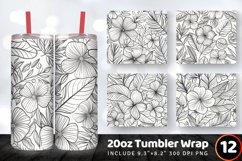 Botanical Line Art Floral Tumbler Wrap, 20oz Skinny Tumbler Product Image 1