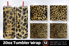 Gold and Black Leopard Tumbler Wrap, 20oz Skinny Tumbler Wra Product Image 1