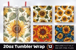 Sunflower Boho Tumbler Wrap, 20oz Skinny Tumbler Wraps Product Image 1