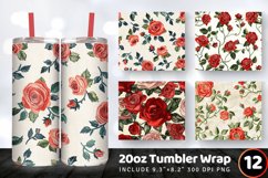 Roses Embroidery Flowers Tumbler Wrap, 20oz Skinny Tumbler W Product Image 1