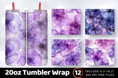 Lavender Alcohol Ink Flowers Tumbler Wrap, 20oz Skinny Tumbl Product Image 1