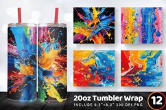 Colorful Paint Splashes Tumbler Wrap, 20oz Skinny Tumbler Wr Product Image 1