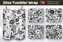 Black and White Floral Tumbler Wraps, 20oz Skinny Tumbler Wr Product Image 1