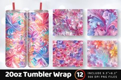 Puff 3D Rainbow Pink Floral Tumbler Wrap, 20oz Skinny Tumble Product Image 1