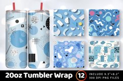 Abstract Baby Blue Memphis Tumbler Wrap, 20oz Skinny Tumbler Product Image 1