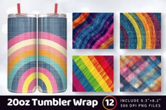 Rainbow Denim Fabric Printable Tumbler Wrap, 20oz Skinny Tum Product Image 1