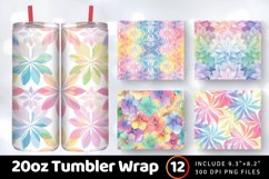 Rainbow Pastel Flower Tumbler Wrap, 20oz Skinny Tumbler Wrap Product Image 1