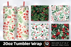 Red Green Watercolor Christmas Tumbler Wrap, 20oz Skinny Tum Product Image 1