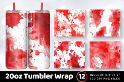 Watercolor Red Splash Abstract Tumbler Wrap, 20oz Skinny Tum Product Image 1
