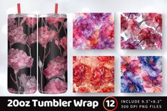 Luxury Carnation Alcohol Ink Flowers Tumbler Wrap, 20oz Skin Product Image 1