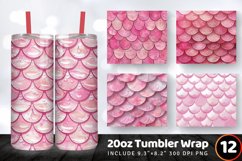 Pink Mermaid Scales Tumbler Wrap, 20oz Skinny Tumbler Wrap Product Image 1