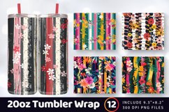 Floral Stripes Party Tumbler Wrap, 20oz Skinny Tumbler Wraps Product Image 1