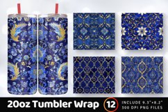 Lapis Lazuli Persian Tumbler Wrap, 20oz Skinny Tumbler Wraps Product Image 1