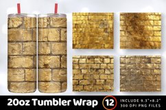 Gold Brick Wall Tumbler Wrap, 20oz Skinny Tumbler Wraps Product Image 1