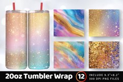 Iridescent and Gold Glitter Tumbler Wrap, 20oz Skinny Tumble Product Image 1