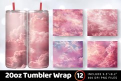 Pink Cloudy Sky Tumbler Wrap, 20oz Skinny Tumbler Wraps Product Image 1