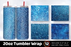 Blue Glittery Tumbler Wrap, 20oz Skinny Tumbler Wraps Product Image 1