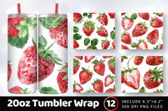 Watercolor Strawberry Tumbler Wrap, 20oz Skinny Tumbler Wrap Product Image 1