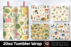 Cottage core Garden Houses Tumbler Wrap, 20oz Skinny Tumbler Product Image 1