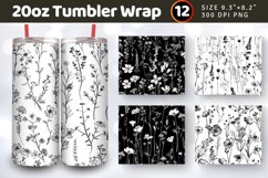 Wildflowers Black White Tumbler Wraps, 20oz Skinny Tumbler W Product Image 1