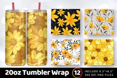 Yellow Flowers Tumbler Wrap, 20oz Skinny Tumbler Wraps Product Image 1