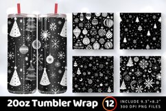 Black and White Christmas Tumbler Wrap, 20oz Skinny Tumbler Product Image 1