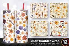 Dry Pressed Flowers Tumbler Wrap, 20oz Skinny Tumbler Wrap Product Image 1