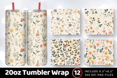 Cottage core Spring Floral Tumbler Wrap, 20oz Skinny Tumbler Product Image 1