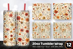 Autumn Meadow Flowers Tumbler Wrap, 20oz Skinny Tumbler Wrap Product Image 1