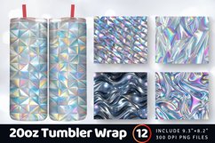 Shiny Silver Hologram Tumbler Wrap, 20oz Skinny Tumbler Wrap Product Image 1
