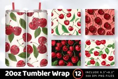 Cherries Tumbler Wrap, 20oz Skinny Tumbler Wraps Product Image 1
