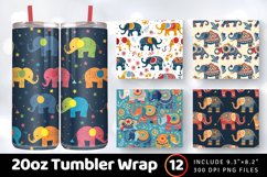 Festive Elephants Tumbler Wrap, 20oz Skinny Tumbler Wraps Product Image 1