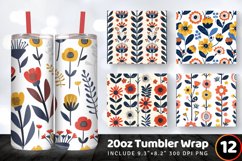 Scandinavian Flowers Tumbler Wrap, 20oz Skinny Tumbler Wrap Product Image 1