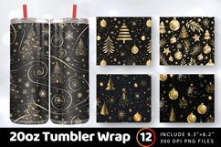 Festive Christmas Gold Tumbler Wrap, 20oz Skinny Tumbler Wra Product Image 1