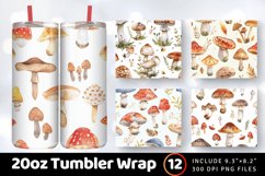 Watercolor Mushroom Tumbler Wrap, 20oz Skinny Tumbler Wraps Product Image 1