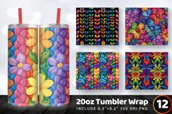 Rainbow Knitted Flowers Tumbler Wrap, 20oz Skinny Tumbler Wr Product Image 1