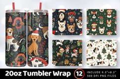 Dogs Christmas Tumbler Wrap, 20oz Skinny Tumbler Wraps Product Image 1