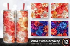 3D Inflated Puff Flowers Tumbler Wrap, 20oz Skinny Tumbler W Product Image 1