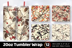 Birds and Hawthorn Tumbler Wrap, 20oz Skinny Tumbler Wraps Product Image 1