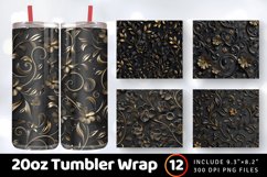 Luxury Black Gold Floral Tumbler Wrap, 20oz Skinny Tumbler W Product Image 1