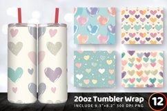 Cute Pastel Hearts Tumbler Wrap, 20oz Skinny Tumbler Wrap Product Image 1