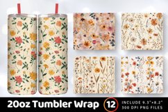 Boho Pressed Flowers Tumbler Wrap, 20oz Skinny Tumbler Wrap Product Image 1