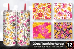Bright Pink &amp; Yellow Floral Tumbler Wrap, 20oz Skinny Tumble Product Image 1