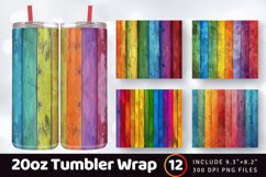 Rainbow Wooden Tumbler Wrap, 20oz Skinny Tumbler Wrap Product Image 1