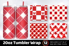 Valentine Day Red White Plaid Tumbler Wrap, 20oz Skinny Tumb Product Image 1
