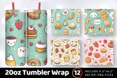 Kawaii Breakfast Tumbler Wrap, 20oz Skinny Tumbler Wraps Product Image 1