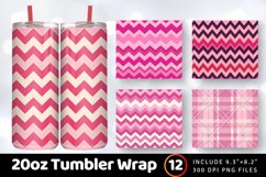 Pink plaid Christmas Tumbler Wrap, 20oz Skinny Tumbler Wraps Product Image 1