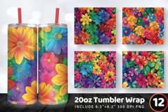Rainbow Blooming Flowers Tumbler Wrap, 20oz Skinny Tumbler W Product Image 1