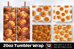 3D Pumpkins Tumbler Wrap, 20oz Skinny Tumbler Wrap Product Image 1